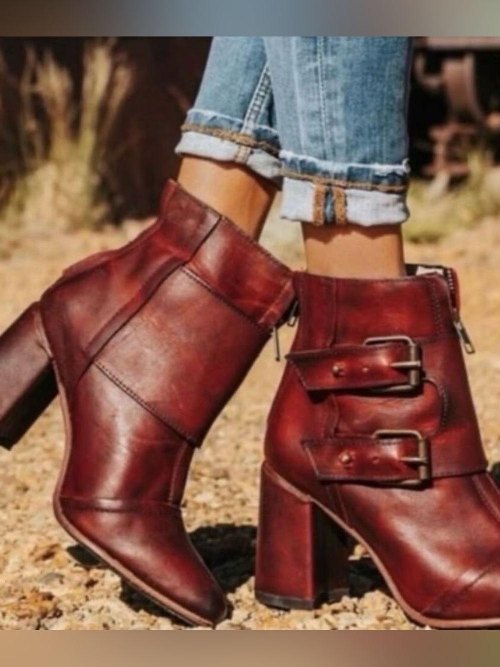 RARE FREEBIRD by Steven JOEY Red Leather Ankle Boots Size 6 Pointed Toe Zip